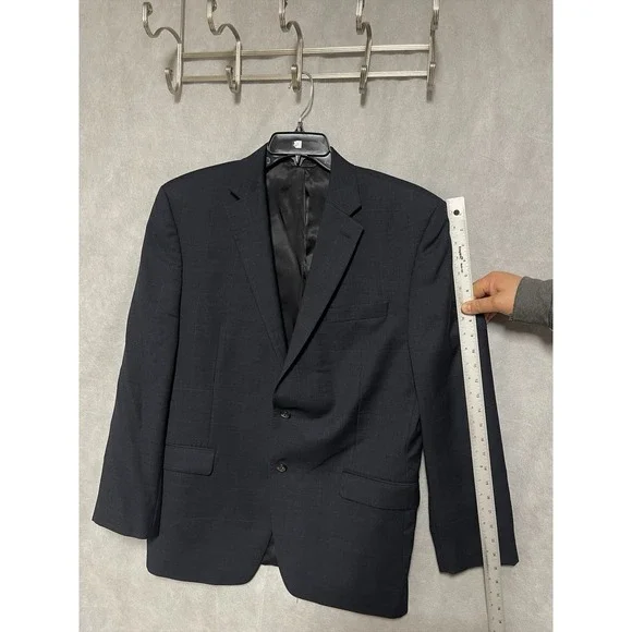 Ralph Lauren Suit Men 42R Blue Windowpane Plaid 2B Wool Academia W36X31L Luxury - Picture 3 of 16